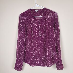 Converse Purple Printed Sheer Blouse Size Small